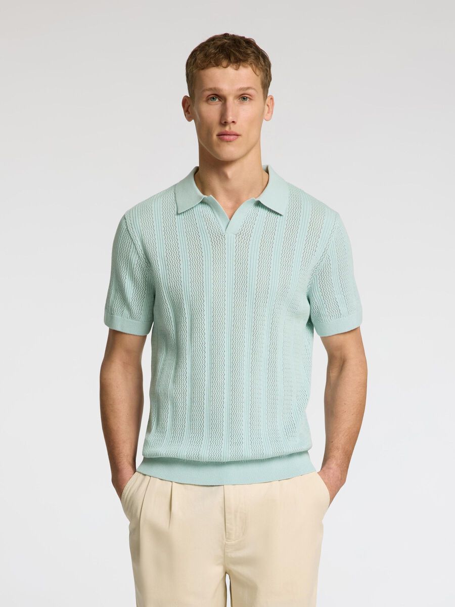 Selected ALGODÓN 100 % CAMISETA DE POLO DE PUNTO, Winter Sky, highres - 16096390_WinterSky_003.jpg
