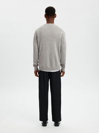 CREW NECK KNITTED JUMPER, Medium Grey Melange, highres