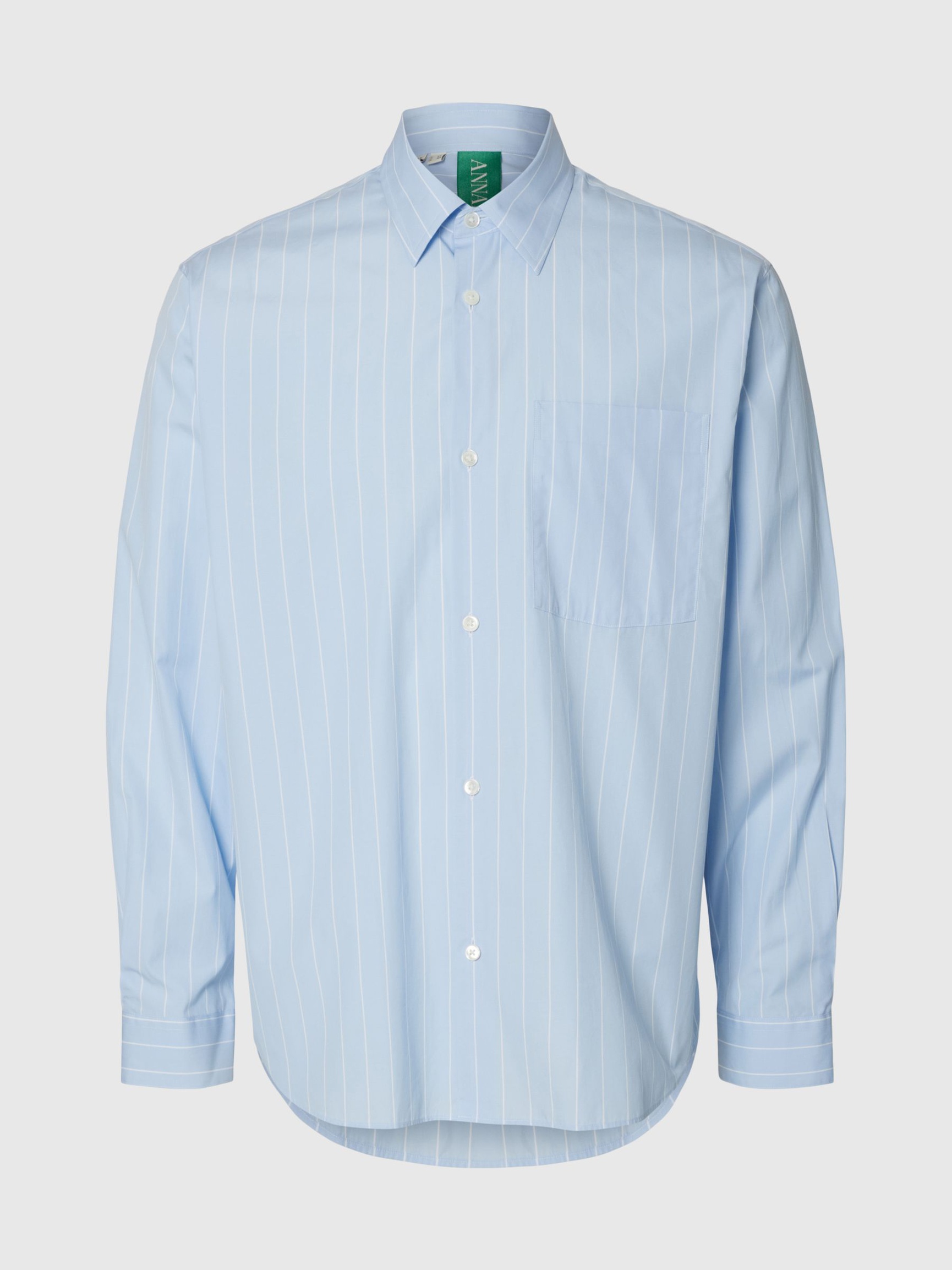 RELAXED FIT GESTREEPTE BLOUSE, Cashmere Blue, highres