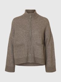 WOOL BLEND CARDIGAN, Steel Gray, highres