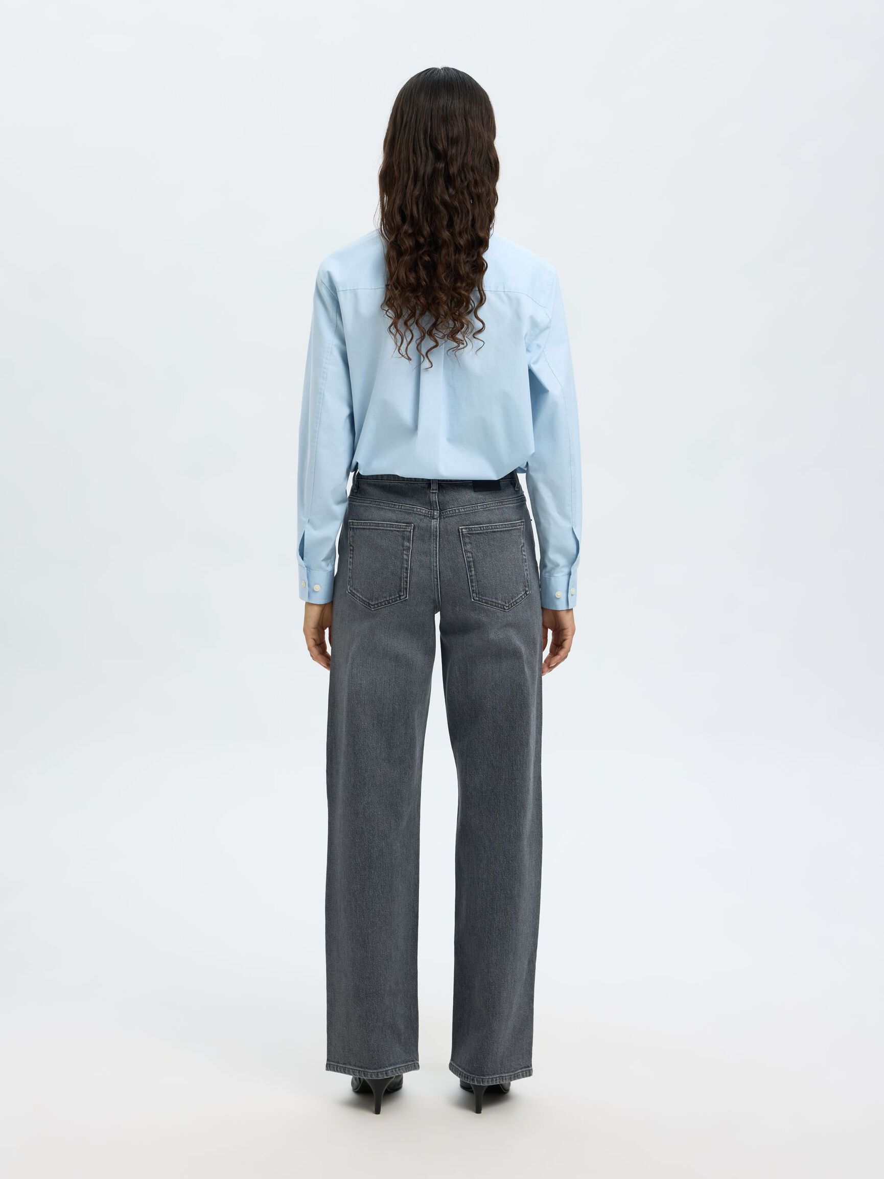 HIGH WAIST WIDE LEG JEANS, Medium Grey Denim, highres