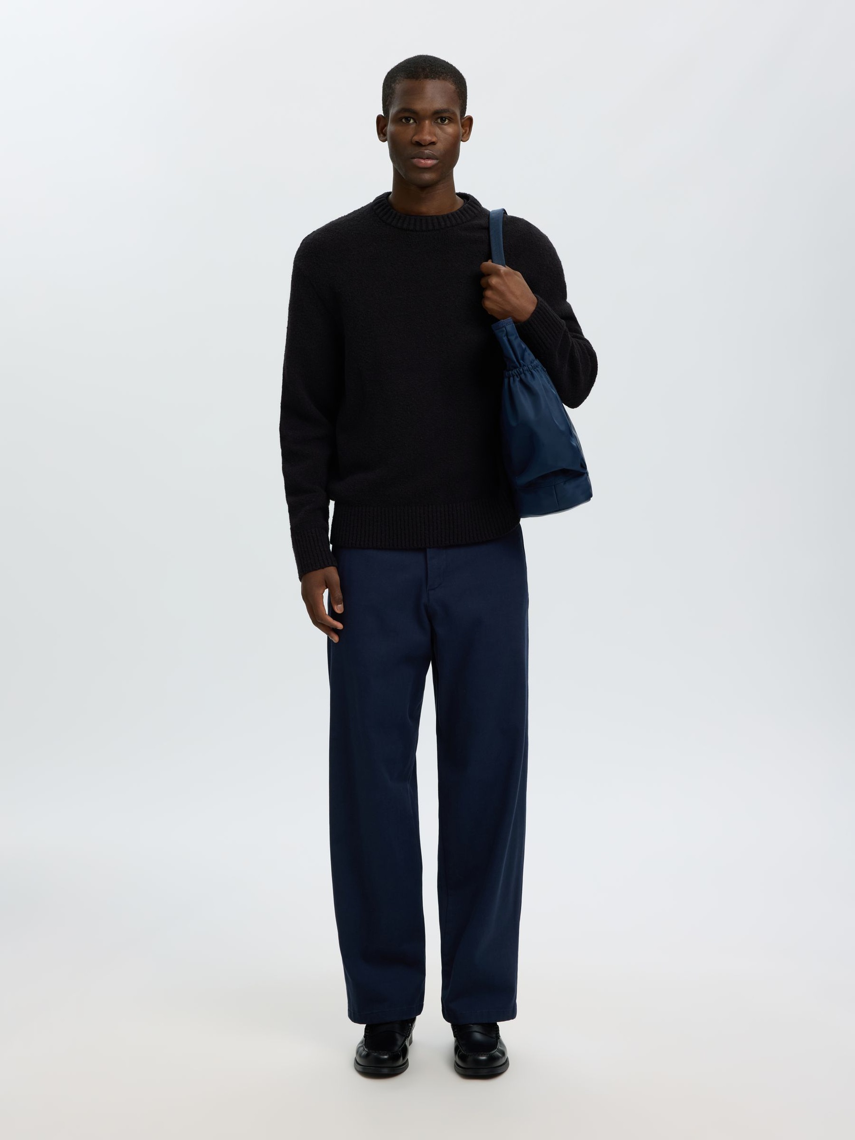 RELAXED FIT KNITTED PULLOVER, Black, highres