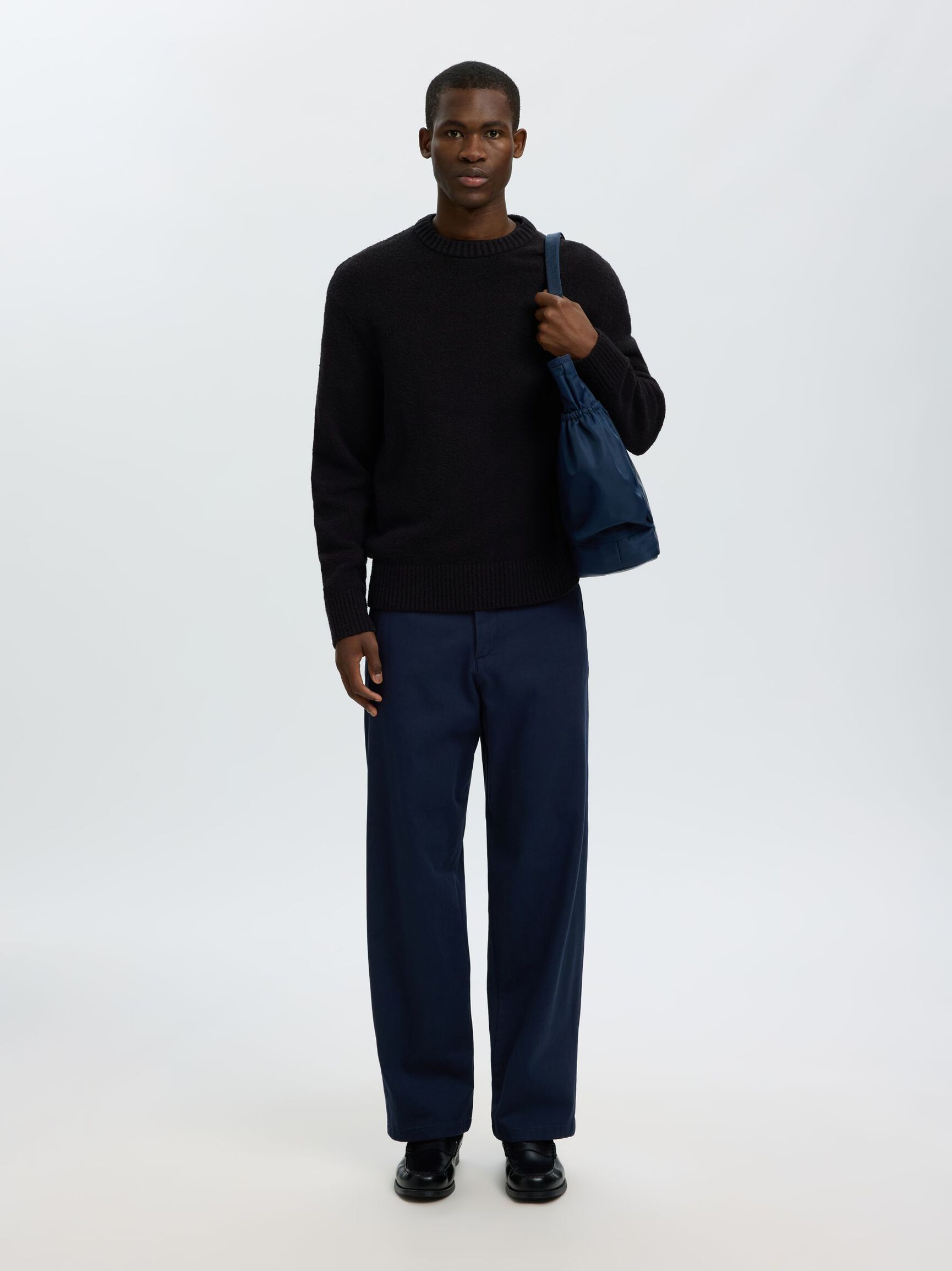 RELAXED FIT  KNITTED PULLOVER, Black, highres