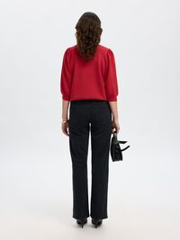 PUFF SLEEVE SWEATSHIRT, Equestrian Red, highres