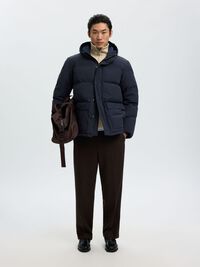 ADJUSTABLE WAIST PUFFER JACKET, Sky Captain, highres