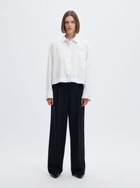COTTON  CROPPED SHIRT, Bright White, highres