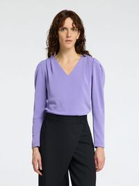 DRAPED V-NECK TOP, Paisley Purple, highres