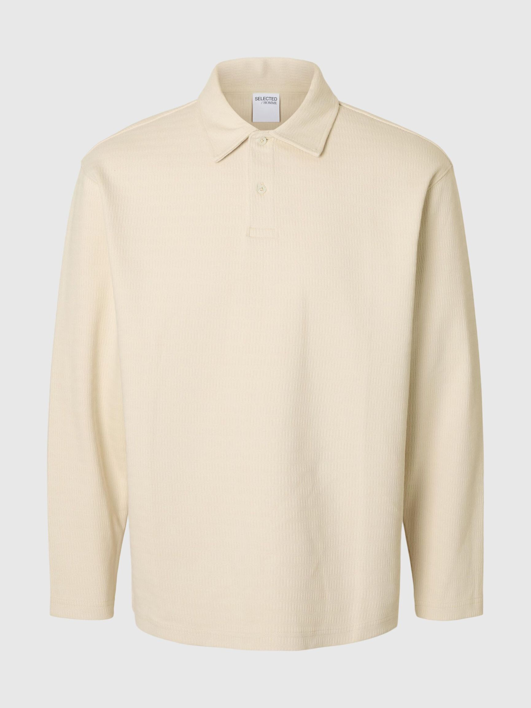 100% BAUMWOLL LANGARM-POLOSHIRT, Angora, highres