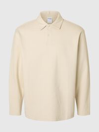 100% BAUMWOLL LANGARM-POLOSHIRT, Angora, highres