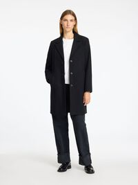 WOOL BLEND COAT, Black, highres