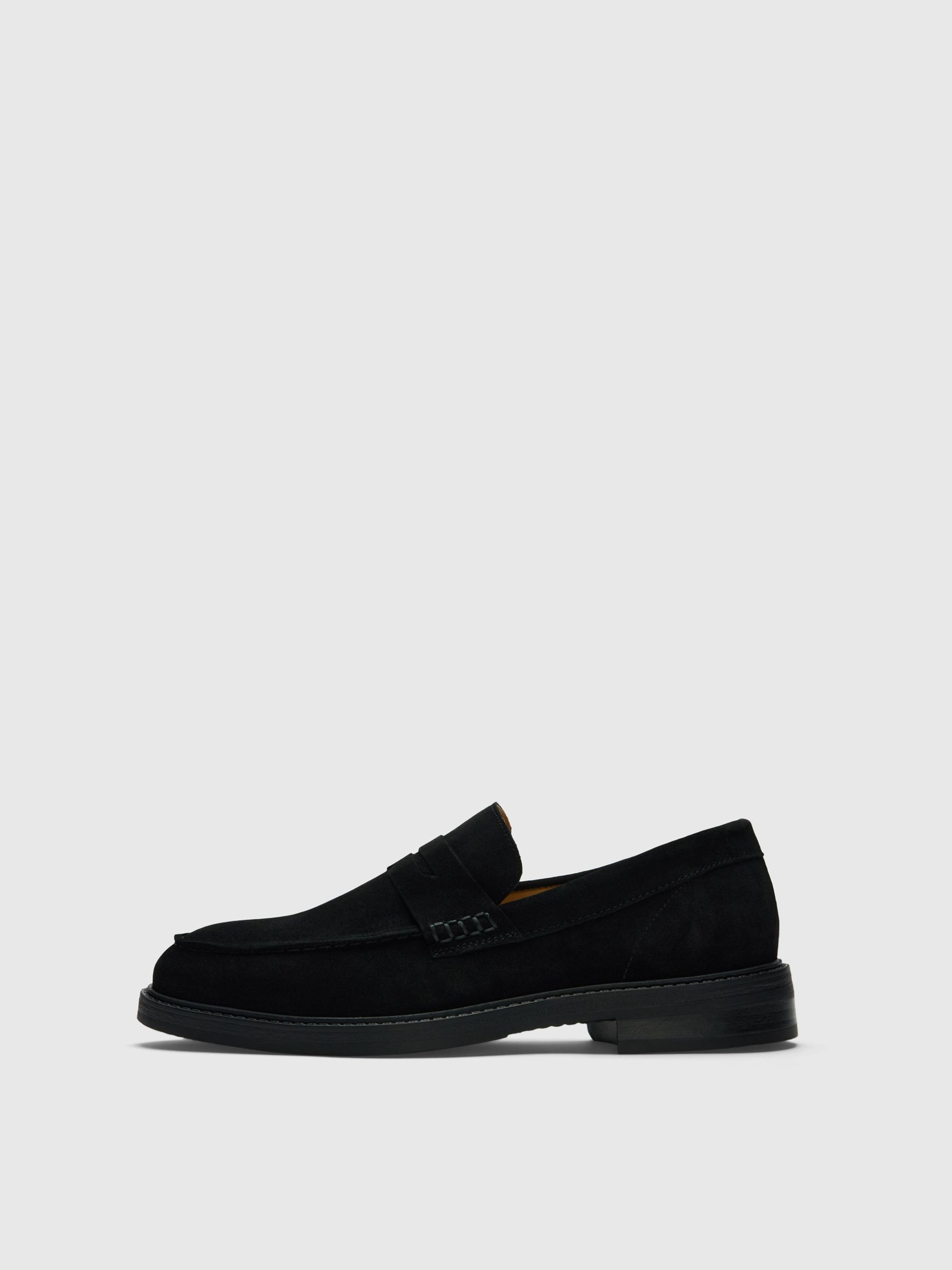 SUEDE LOAFERS, Black, highres