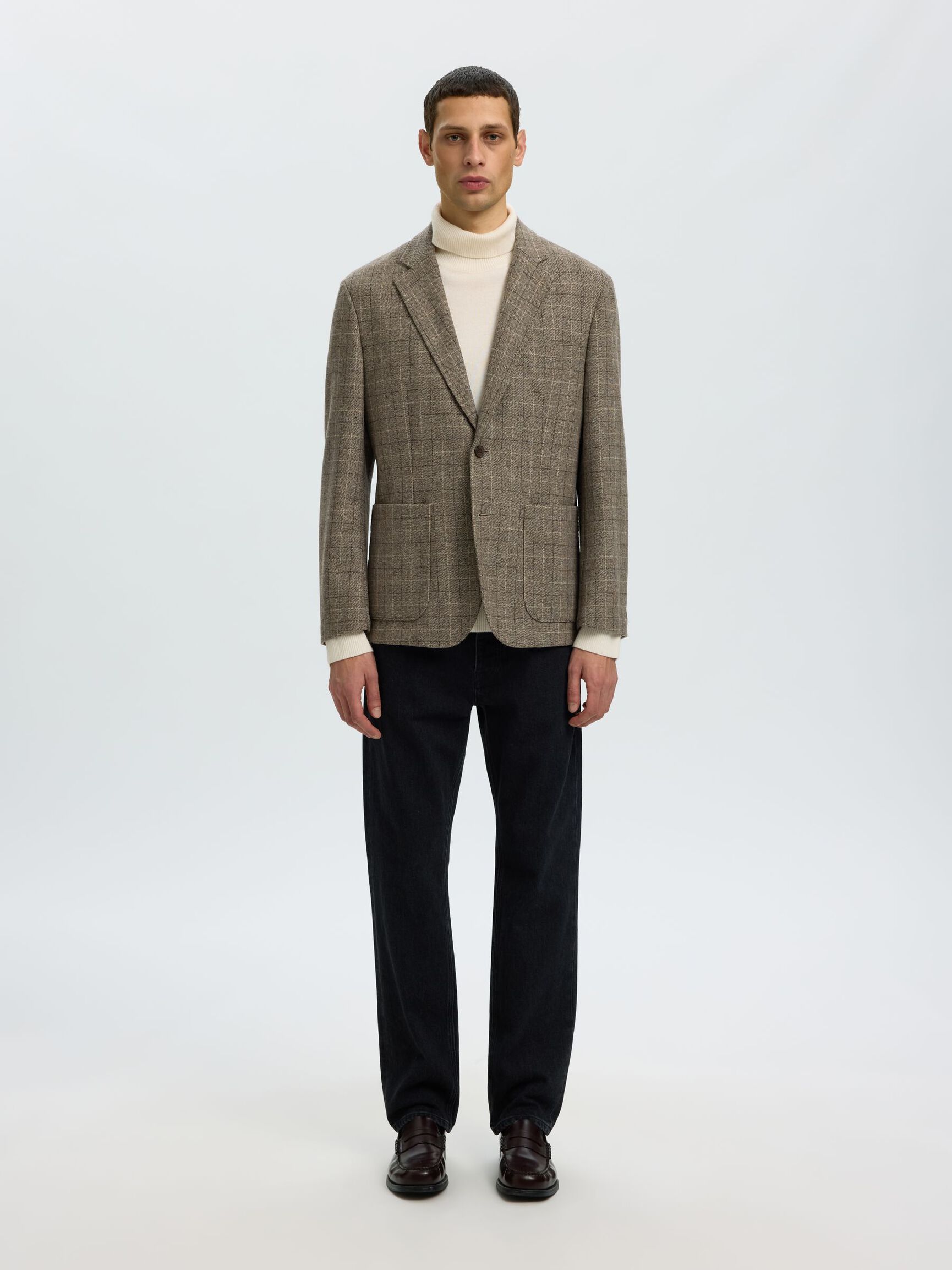 LAINE MÉLANGÉE BLAZER À SIMPLE BOUTONNAGE, Brownie, highres