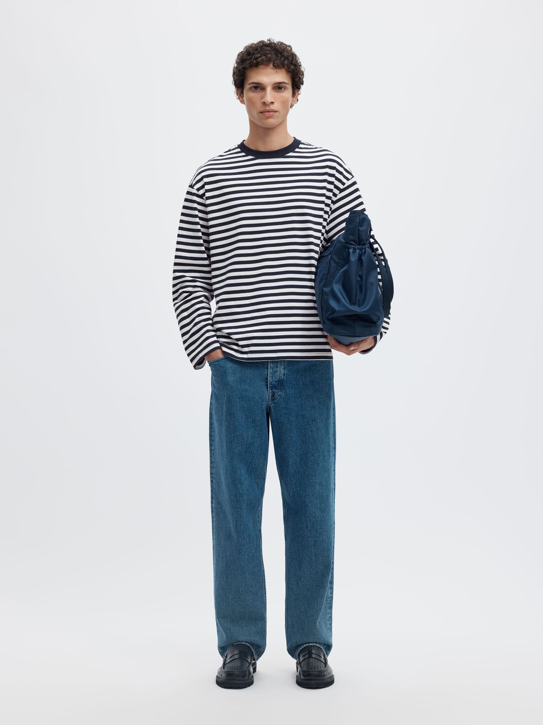 RELAXED FIT LONG-SLEEVED T-SHIRT, Sky Captain, highres