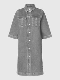 DENIM MIDI JURK, Grey Denim, highres