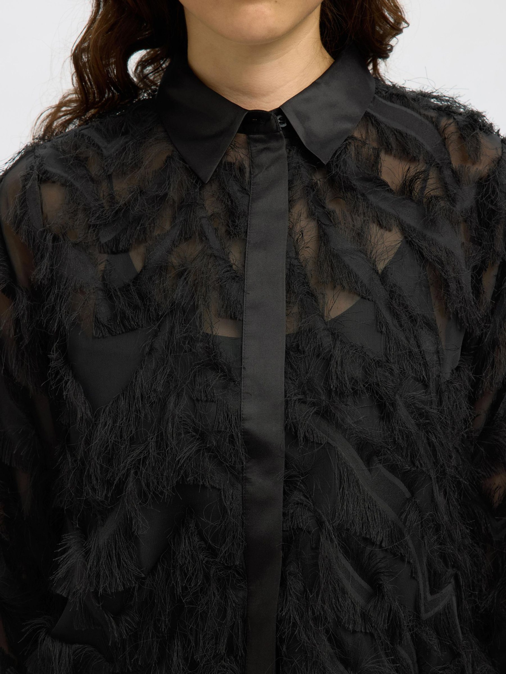 GESTRUCTUREERDE CROPPED BLOUSE, Black, highres