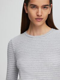 STRIBET LANGÆRMET T-SHIRT, Light Grey Melange, highres