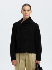 WOLL KURZJACKE, Black, highres