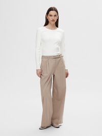 RIBBED LONG SLEEVED TOP, Snow White, highres