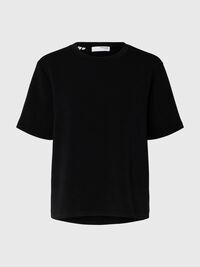 T-SHIRT Z OKRĄGŁYM DEKOLTEM, Black, highres