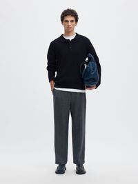 STRUCTURED COTTON POLO SHIRT, Sky Captain, highres