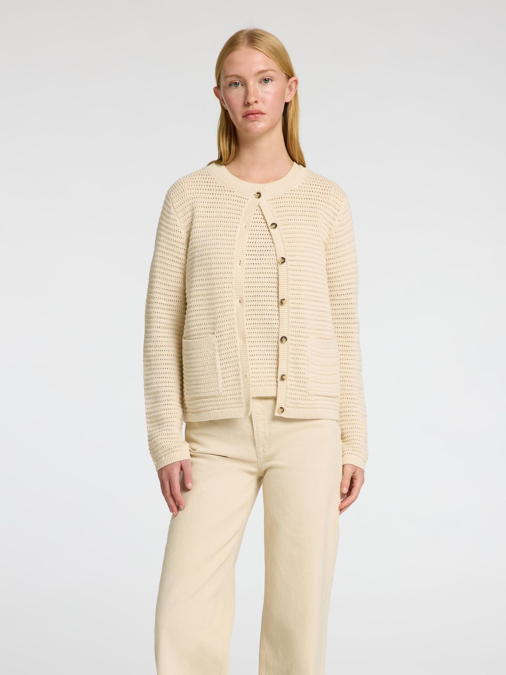 CARDIGAN A MAGLIA, Birch, highres