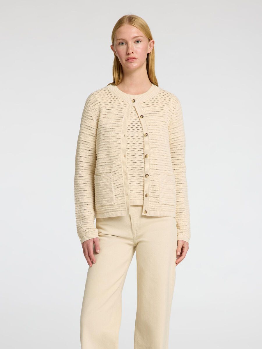 Selected ALGODÓN 100 % CHAQUETA DE PUNTO, Birch, highres - 16096200_Birch_003.jpg
