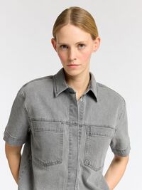 OVERSIZED DENIMSKJORTE, Grey Denim, highres