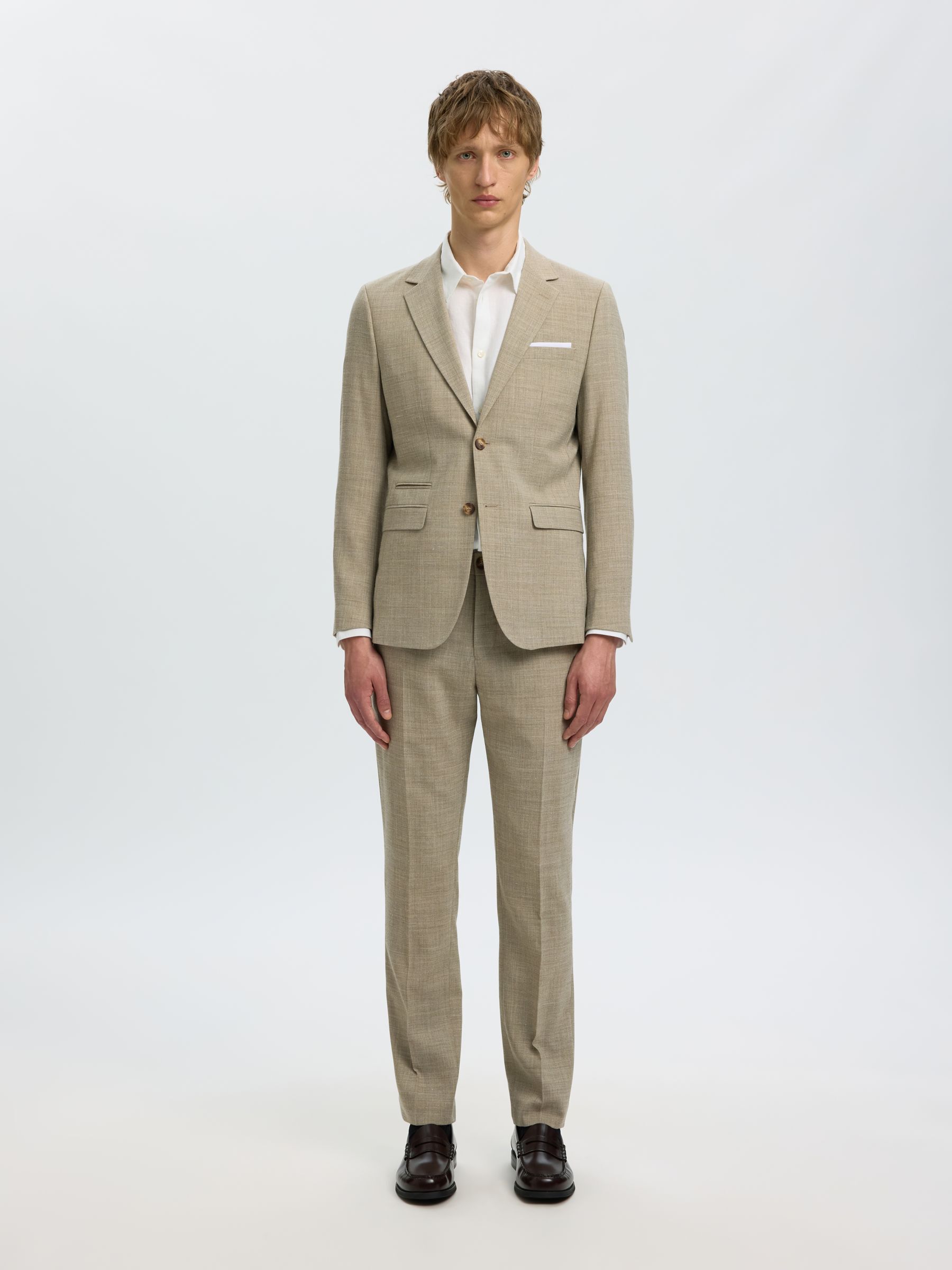 SLIM FIT SINGLE-BREASTED BLAZER, Sand, highres