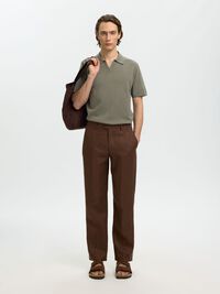 KNITTED POLO SHIRT, Vetiver, highres