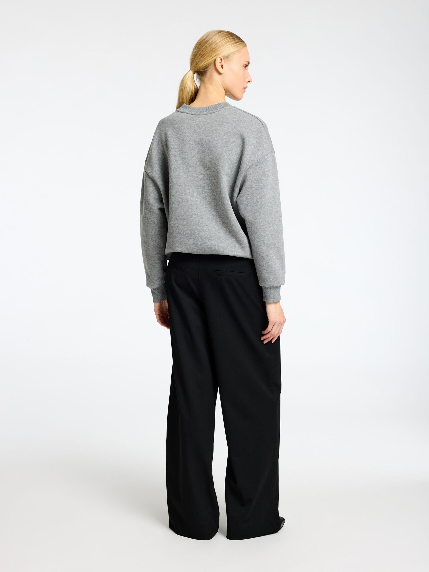LANGE MOUWEN SWEATSHIRT, Medium Grey Melange, highres