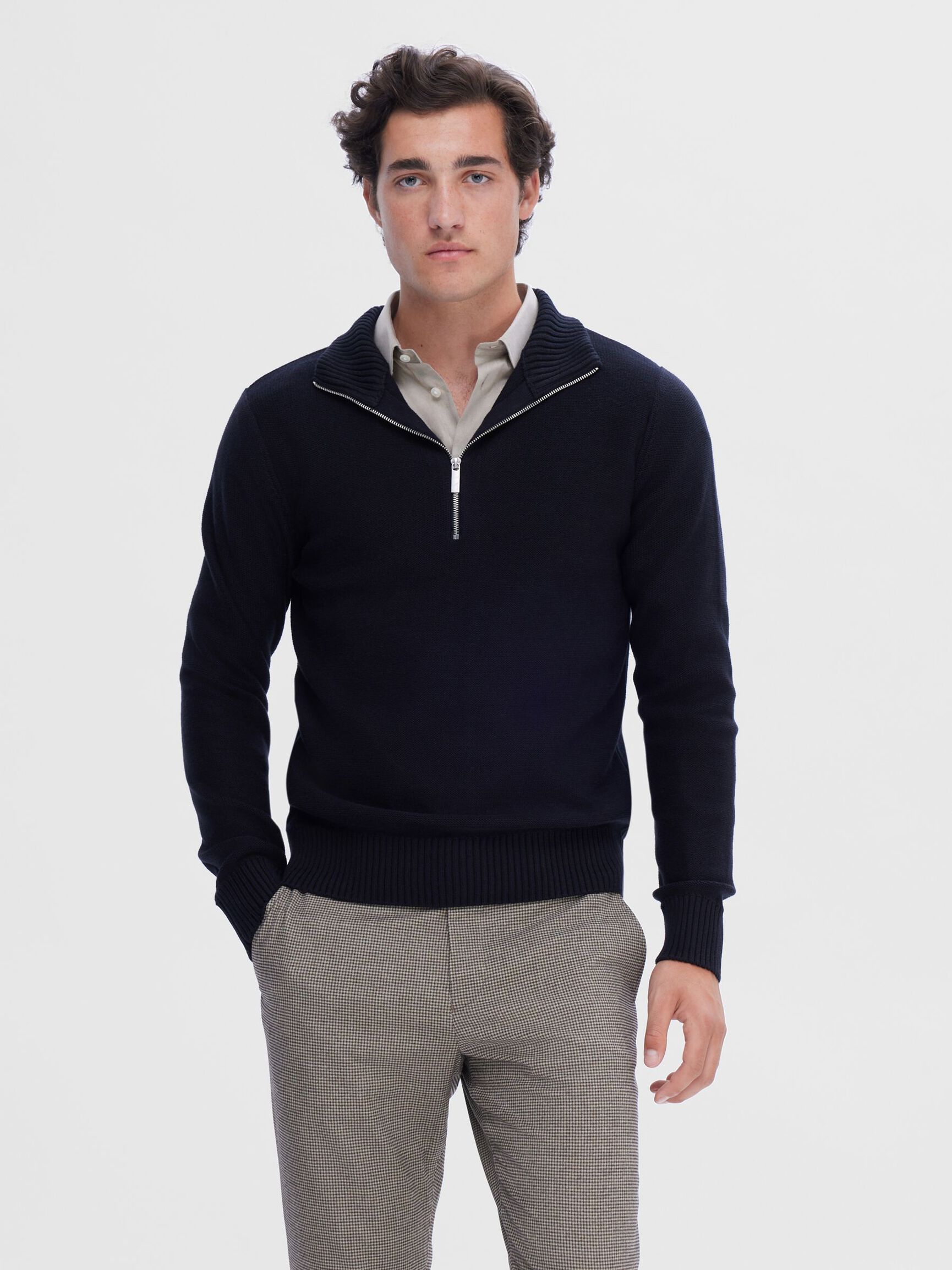HALF-ZIP PULLOVER, Black, highres