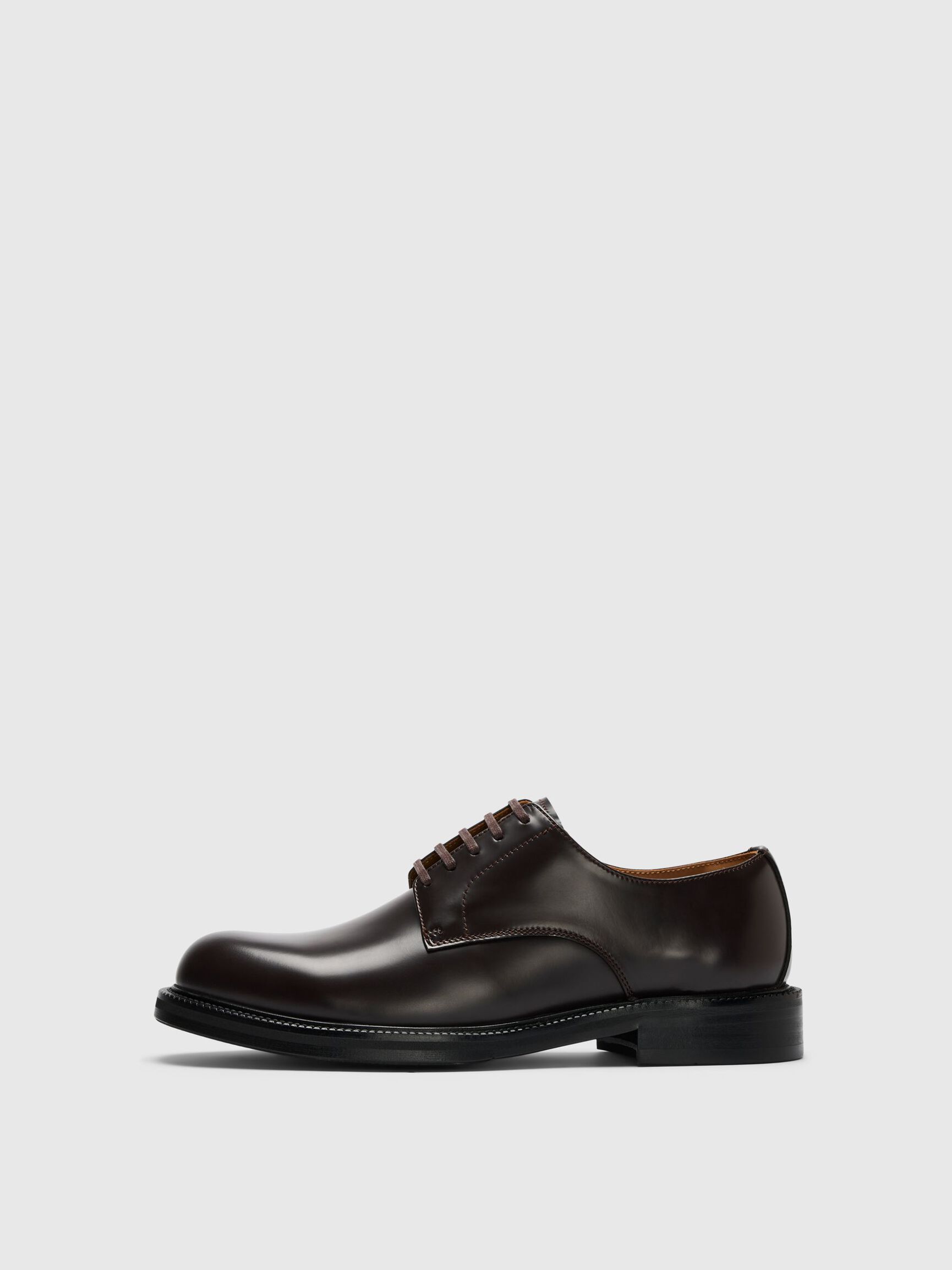 LEATHER DERBY SHOES, Demitasse, highres