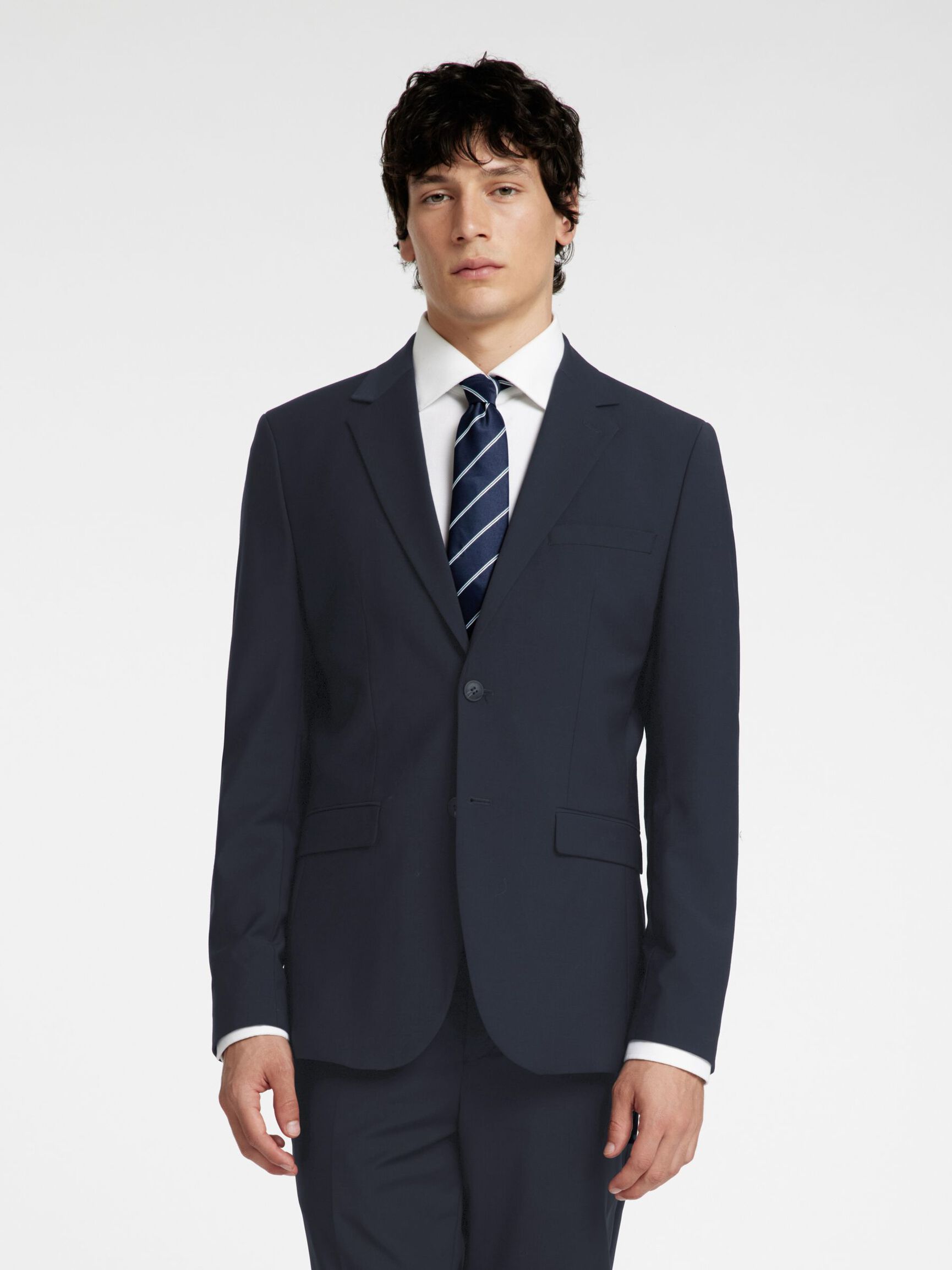 SLIM FIT WOOL BLEND BLAZER, Sky Captain, highres