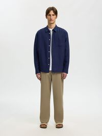 HEMP BLEND LONG SLEEVED SHIRT, Ocean Cavern, highres