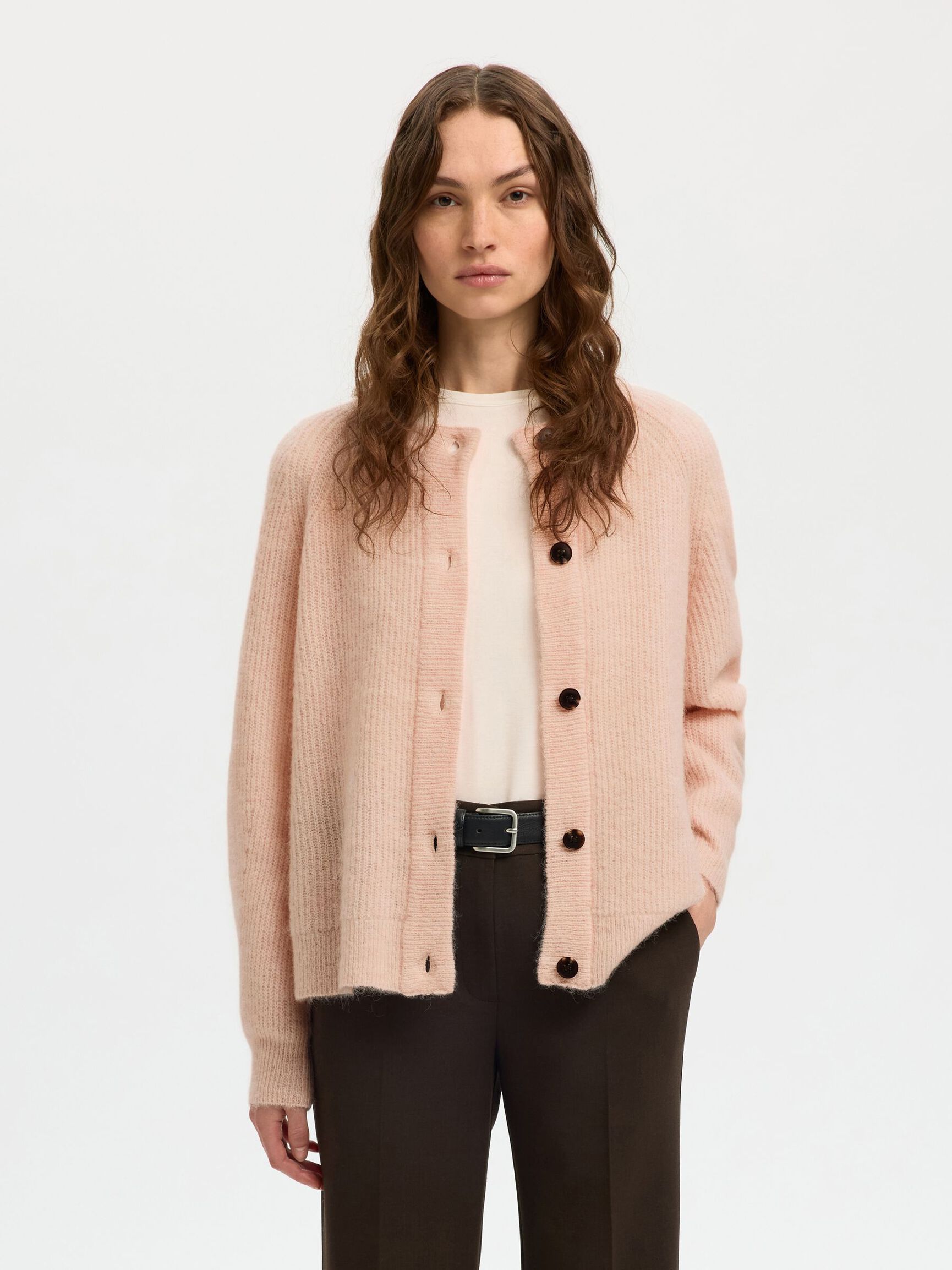 WOOL BLEND CARDIGAN, Pale Dogwood, highres