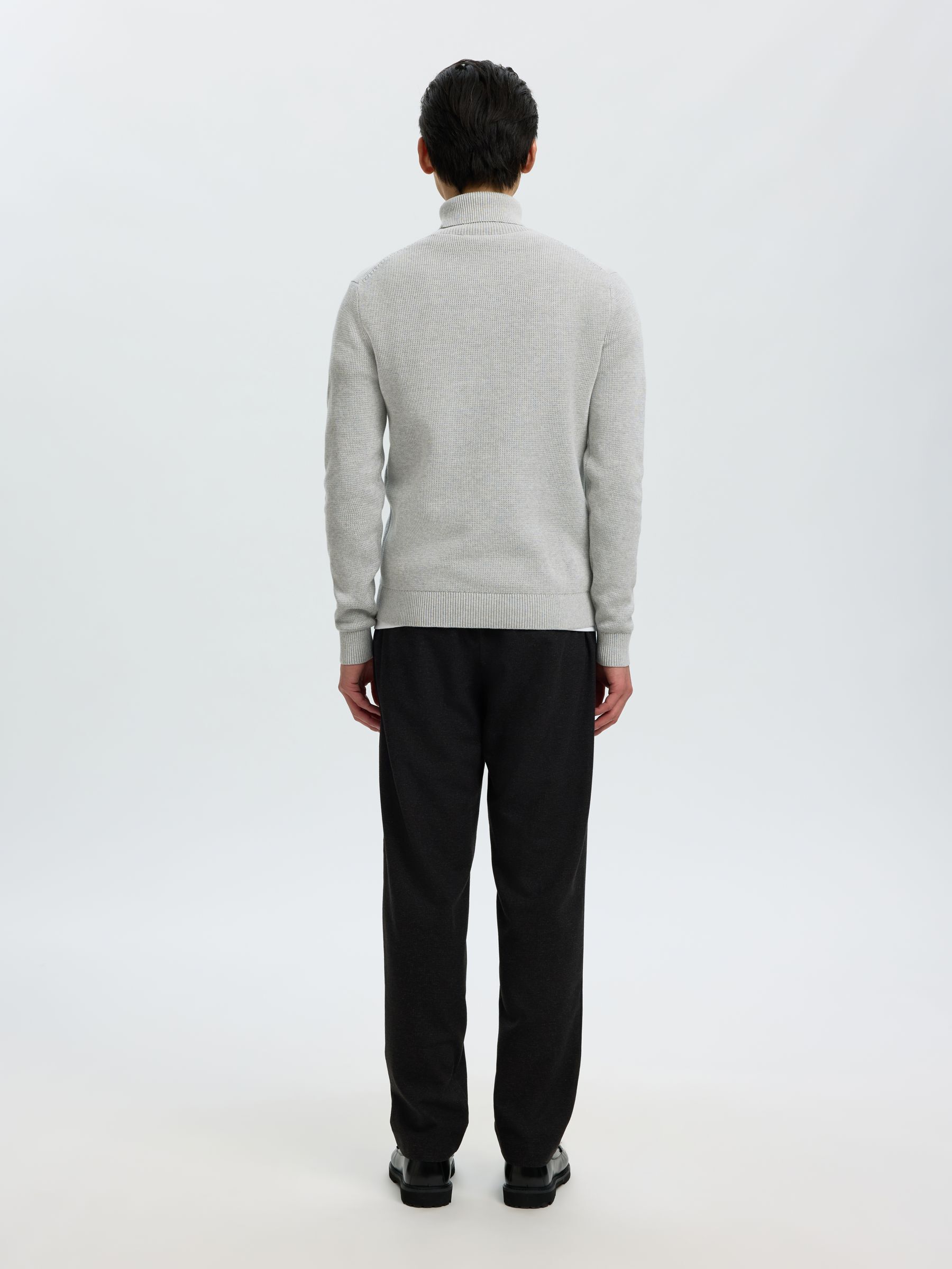 BAUMWOLL ROLLKRAGENPULLOVER, Light Grey Melange, highres