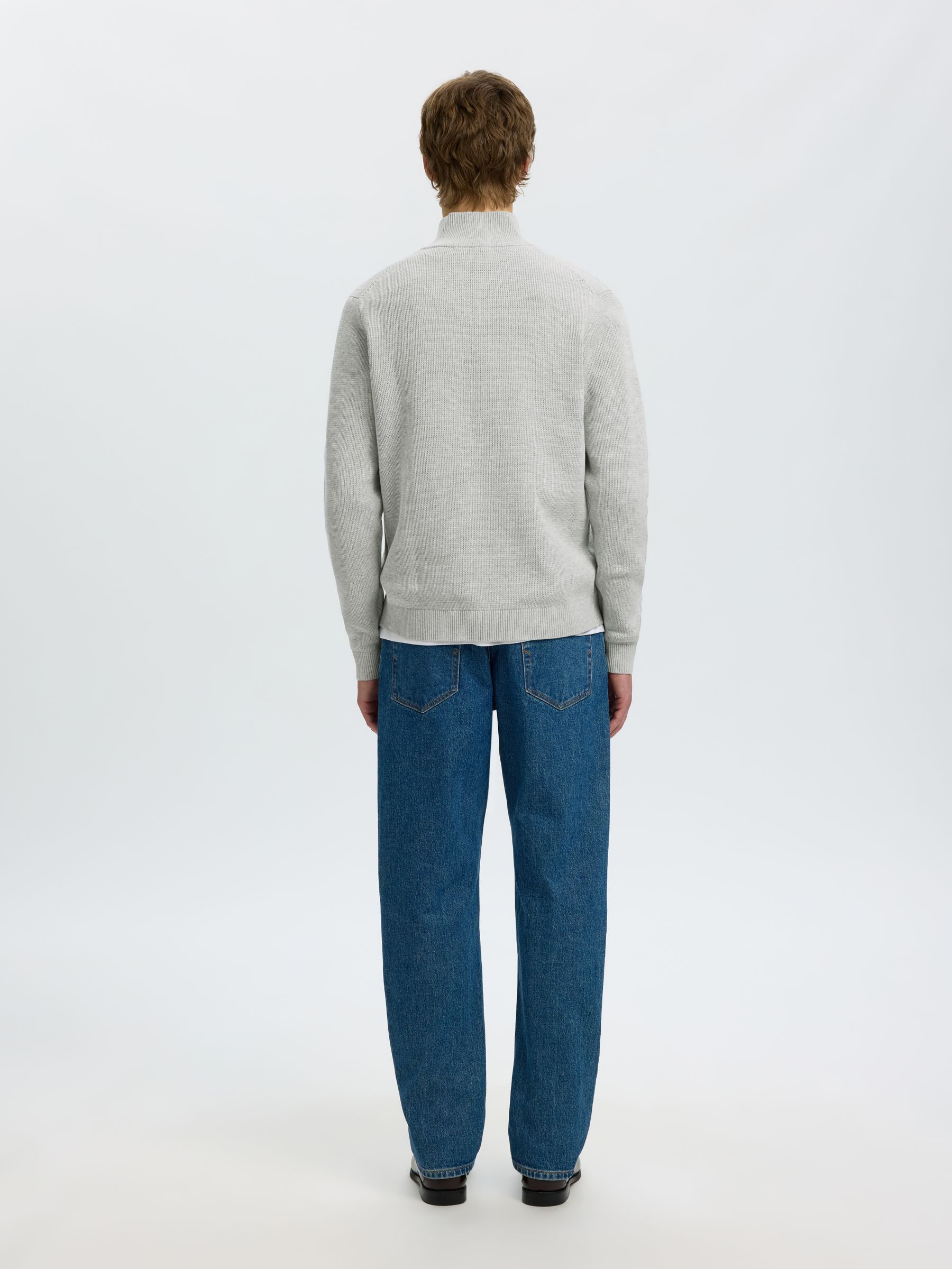 HALF-ZIP JUMPER, Light Grey Melange, highres