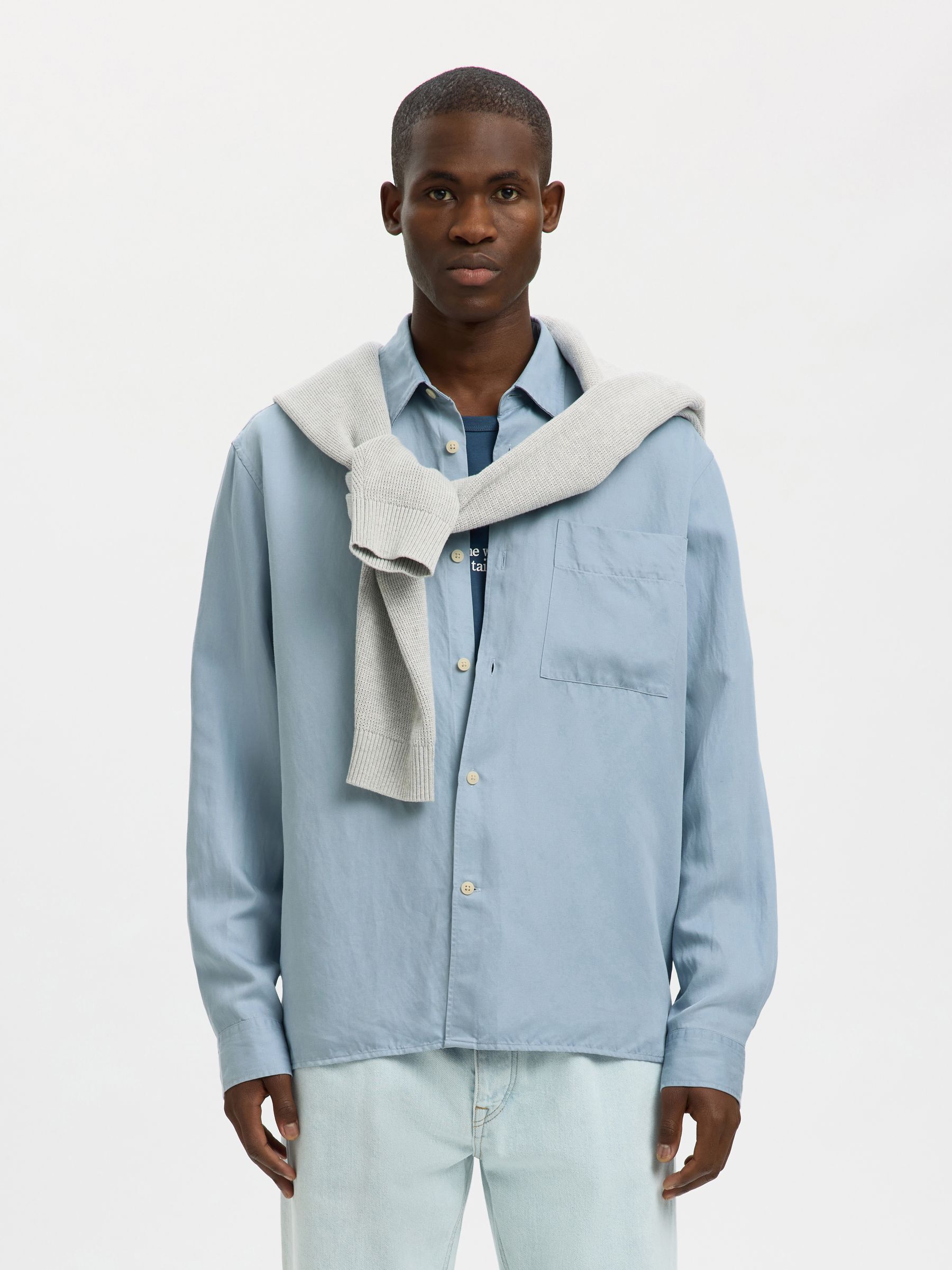 RELAXED FIT HEMD, Dusty Blue, highres