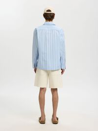 RELAXED FIT LANGERMET SKJORTE, Cashmere Blue, highres