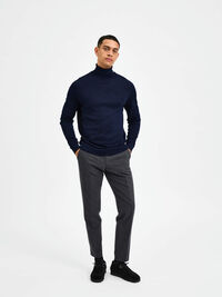 SLIM FIT WOOL BLEND TURTLENECK, Navy Blazer, highres