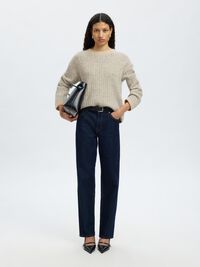 WOOL BLEND KNITTED JUMPER, Birch, highres
