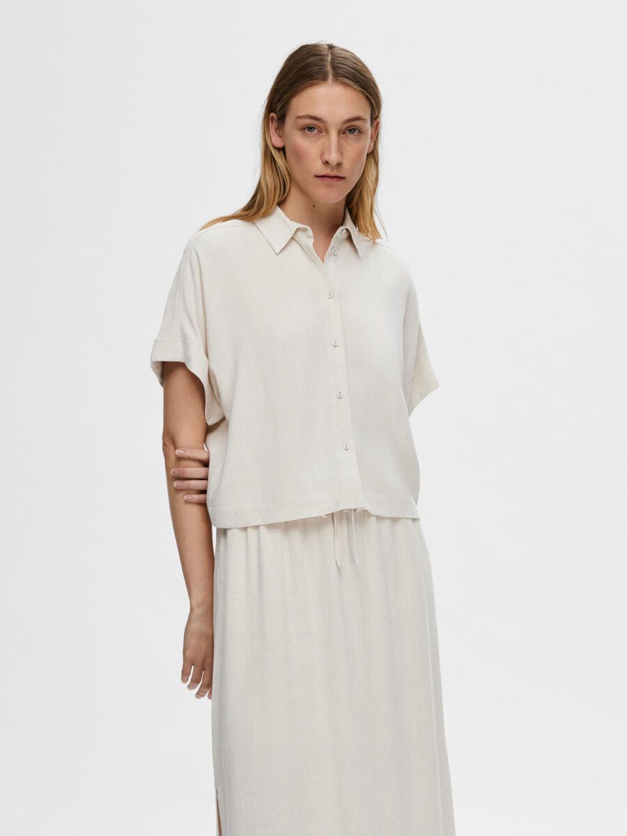 Selected CROPPED SHORT SLEEVED SHIRT, Sandshell, highres - 16093937_Sandshell_003.jpg
