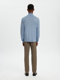 100% MERINO WOOL HALF-ZIP JUMPER, Dusty Blue, highres