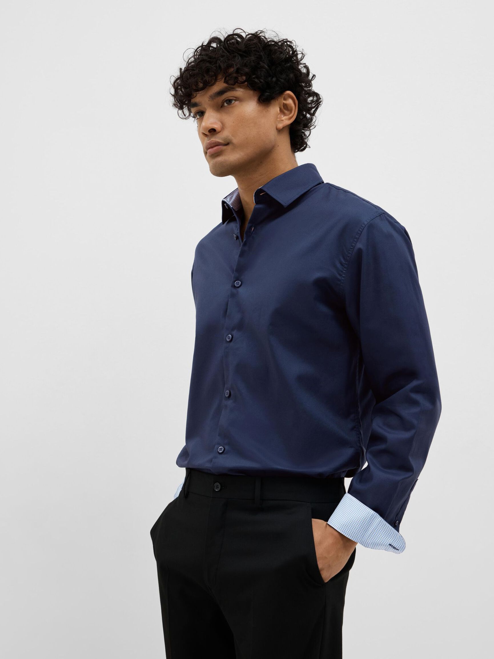 SLIM FIT HEMD, Navy Blazer, highres