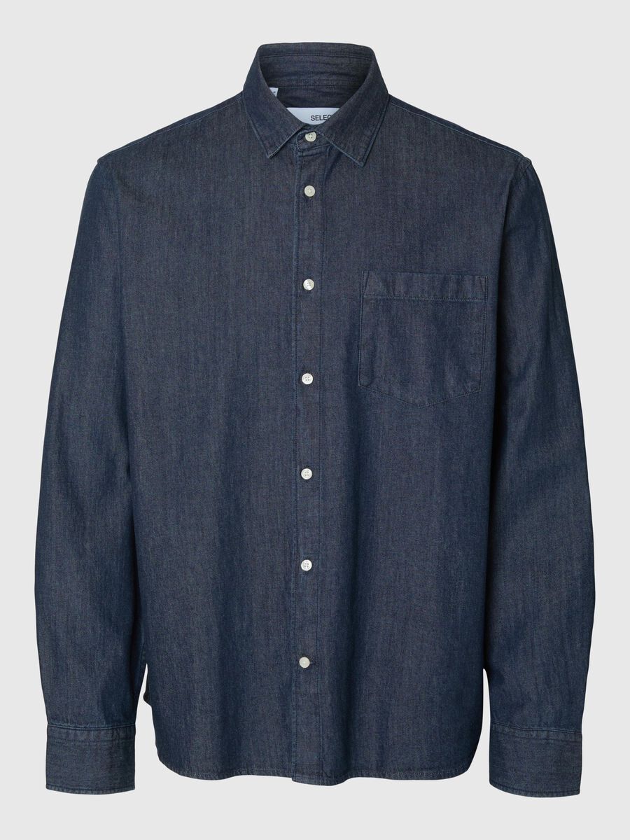 Selected REGULAR FIT DENIM SHIRT, Dark Blue Denim, highres - 16097482_DarkBlueDenim_001.jpg