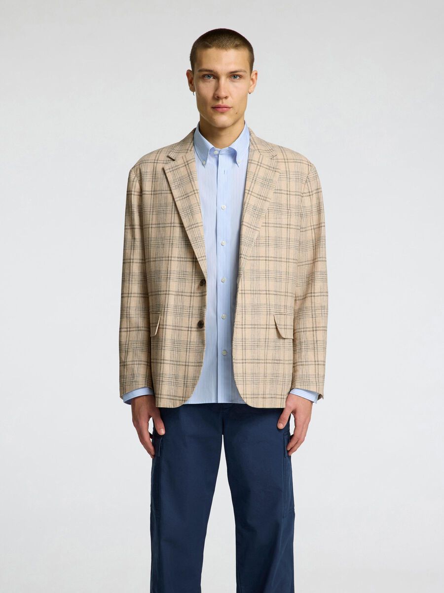Selected LINEN BLEND SINGLE-BREASTED BLAZER, Sand, highres - 16099127_Sand_1216265_003.jpg