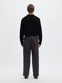 RIBBET STRIKKET POLOSKJORTE, Black, highres