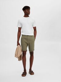 COTTON CHINO SHORTS, Burnt Olive, highres