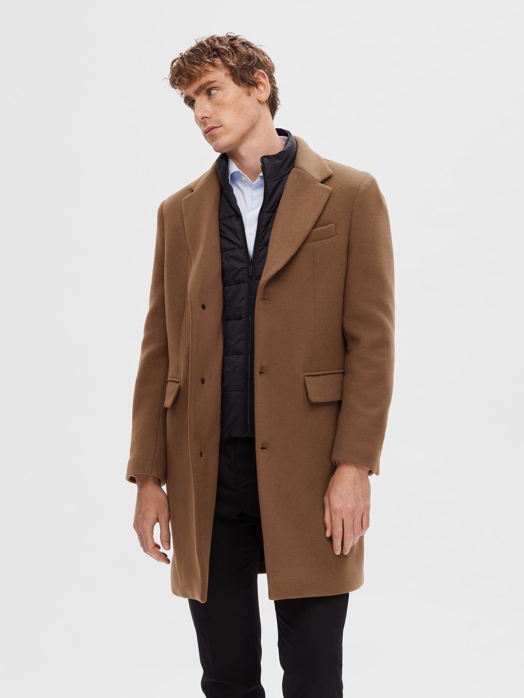 WOOL BLEND 2-IN-1 COAT, Camel, highres