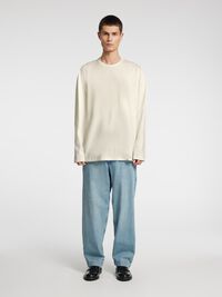 BOMULD LANGÆRMET T-SHIRT, Coconut Milk, highres